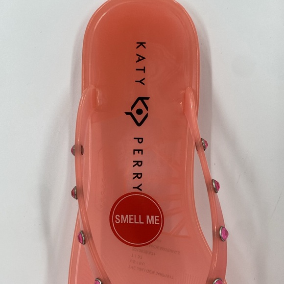 Katy Perry The Jelly Gem Flip Flop in Oasis Pink Bejeweled Scented Size 7 - Picture 6 of 9